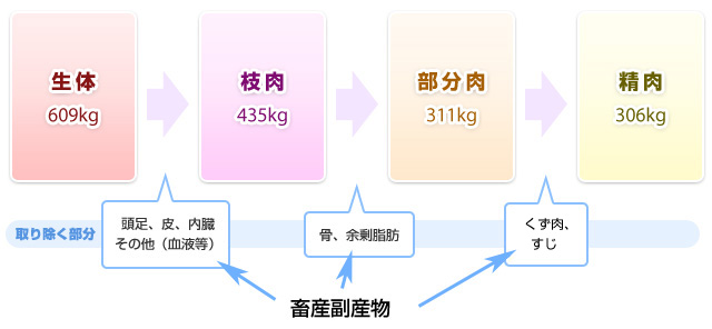 黒毛和牛(去勢)1頭(690kg)が牛肉になるまで